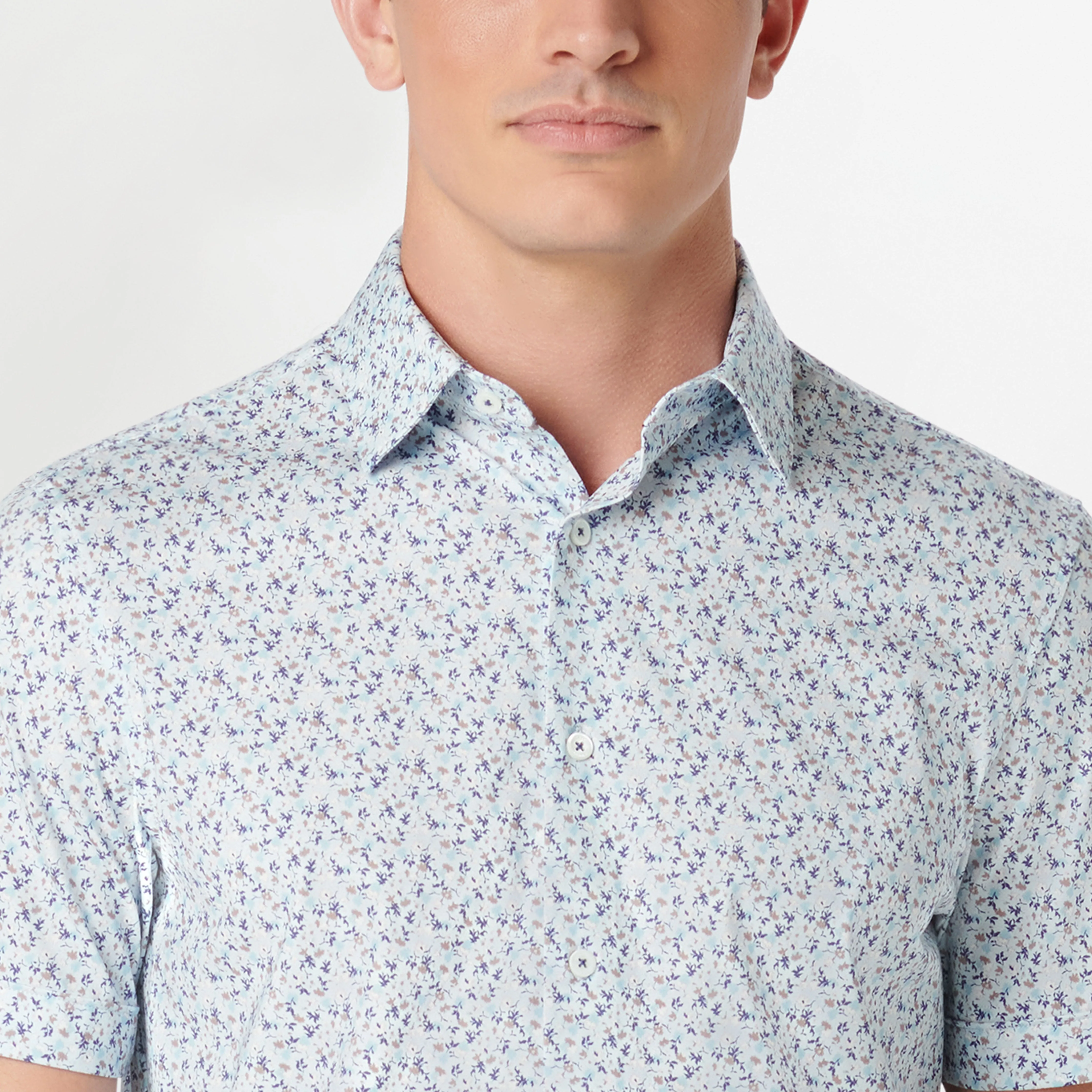 Miles Leaf Print OoohCotton Short Sleeve Shirt