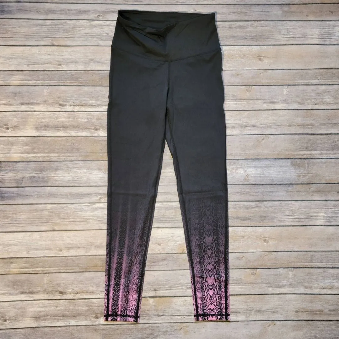 MONO B APH2884 Black and Pink Ombre Snake Skin Print Yoga Leggings