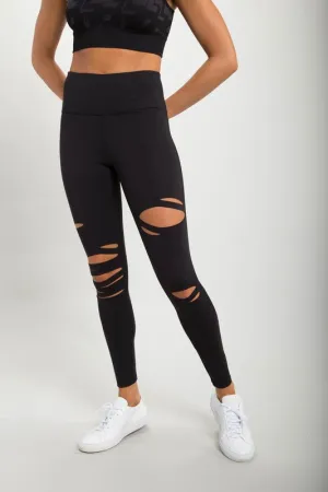 Mono B Red Laser-Cut Highwaist Leggings