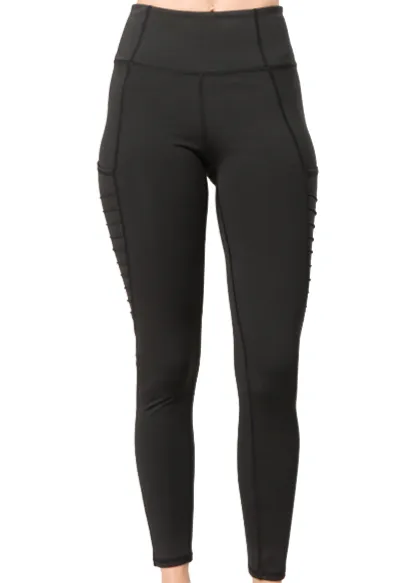 Moto Elite Ribbed Leggings - Black