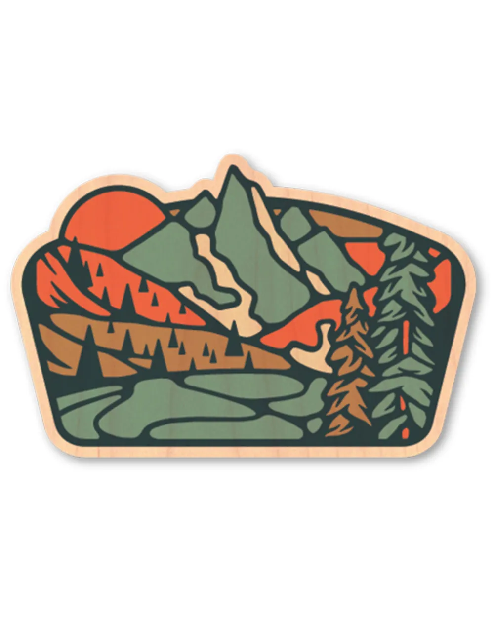 Mountains Wood Sticker - Dust City