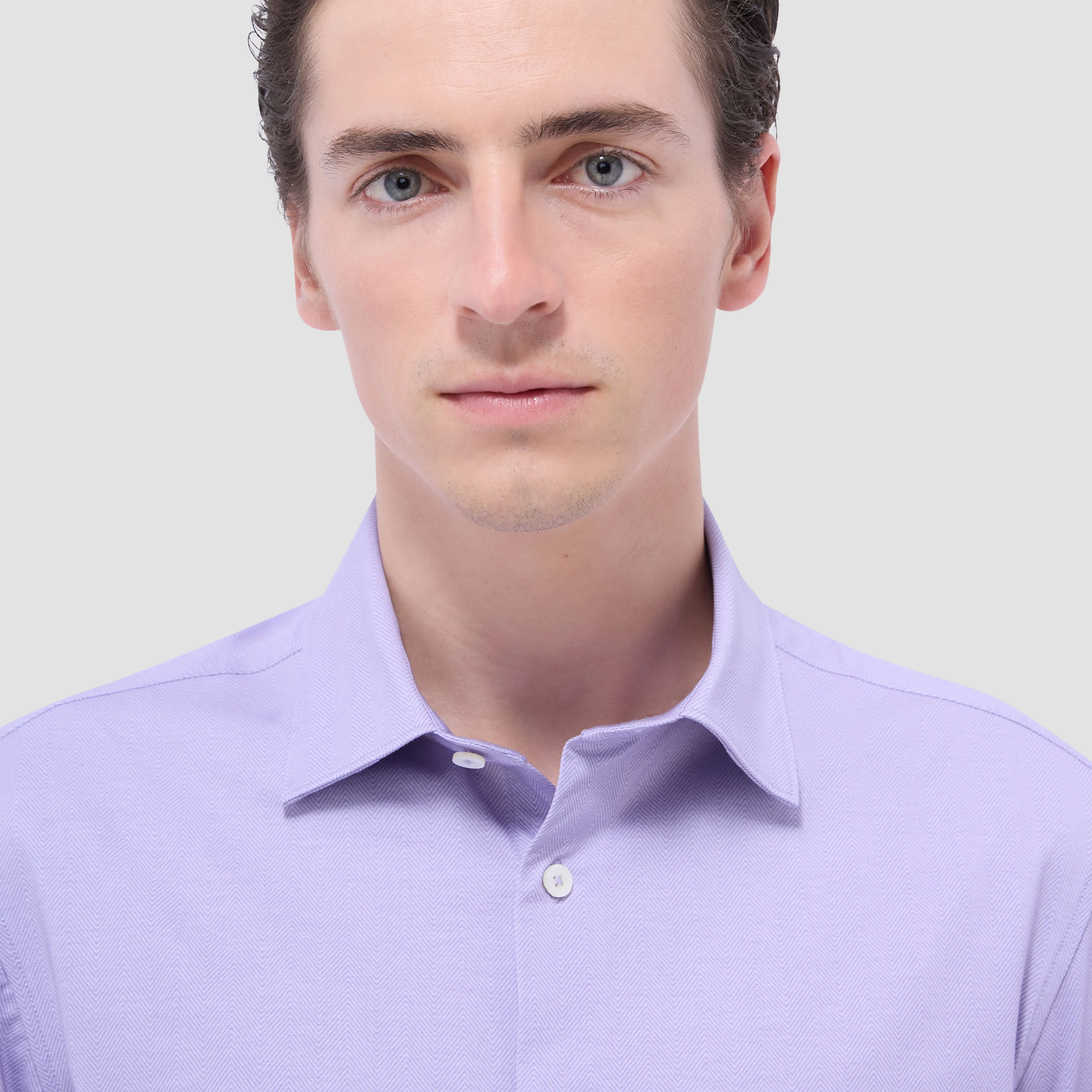 Myron Double-Sided Herringbone & Solid OoohCotton Short-Sleeve Shirt