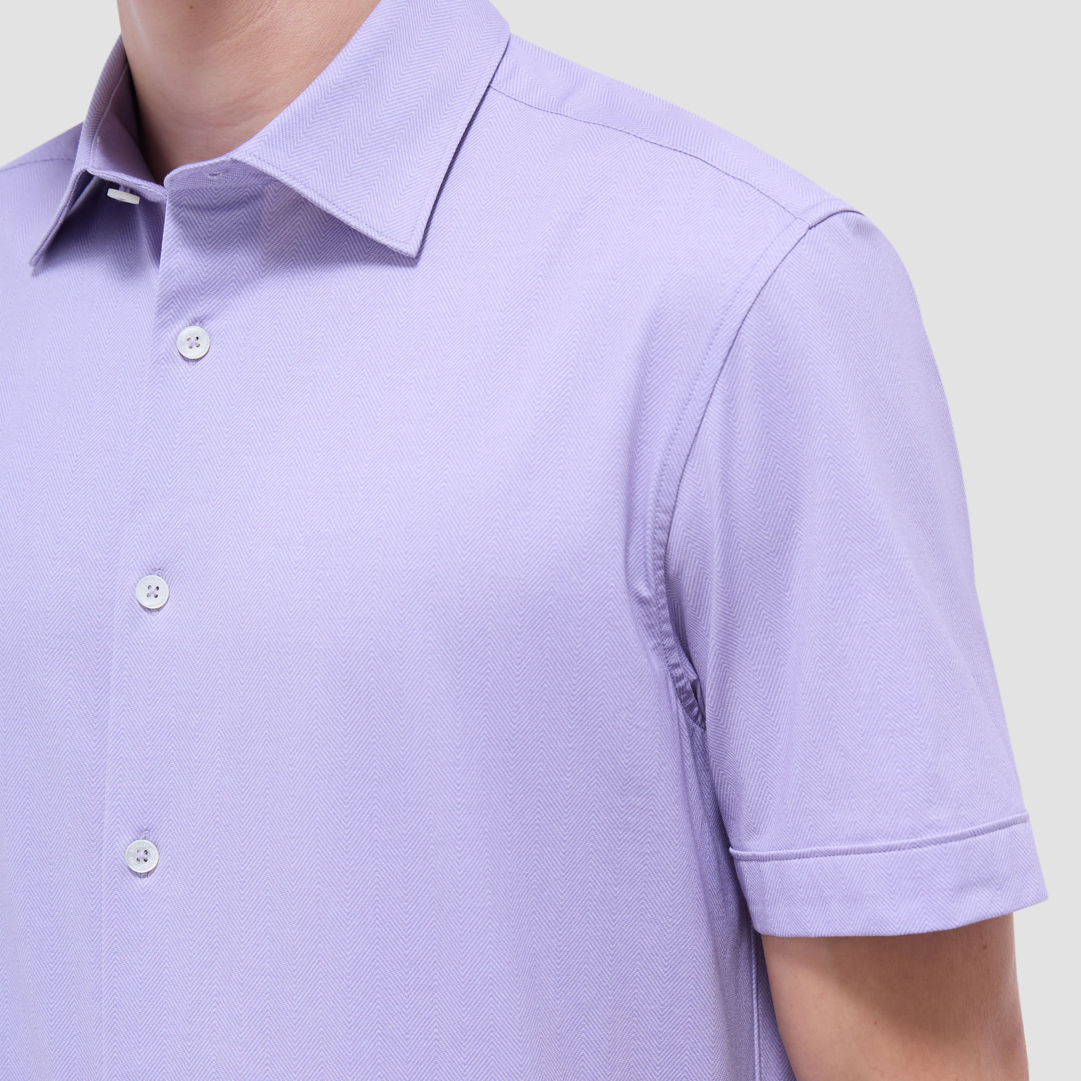 Myron Double-Sided Herringbone & Solid OoohCotton Short-Sleeve Shirt