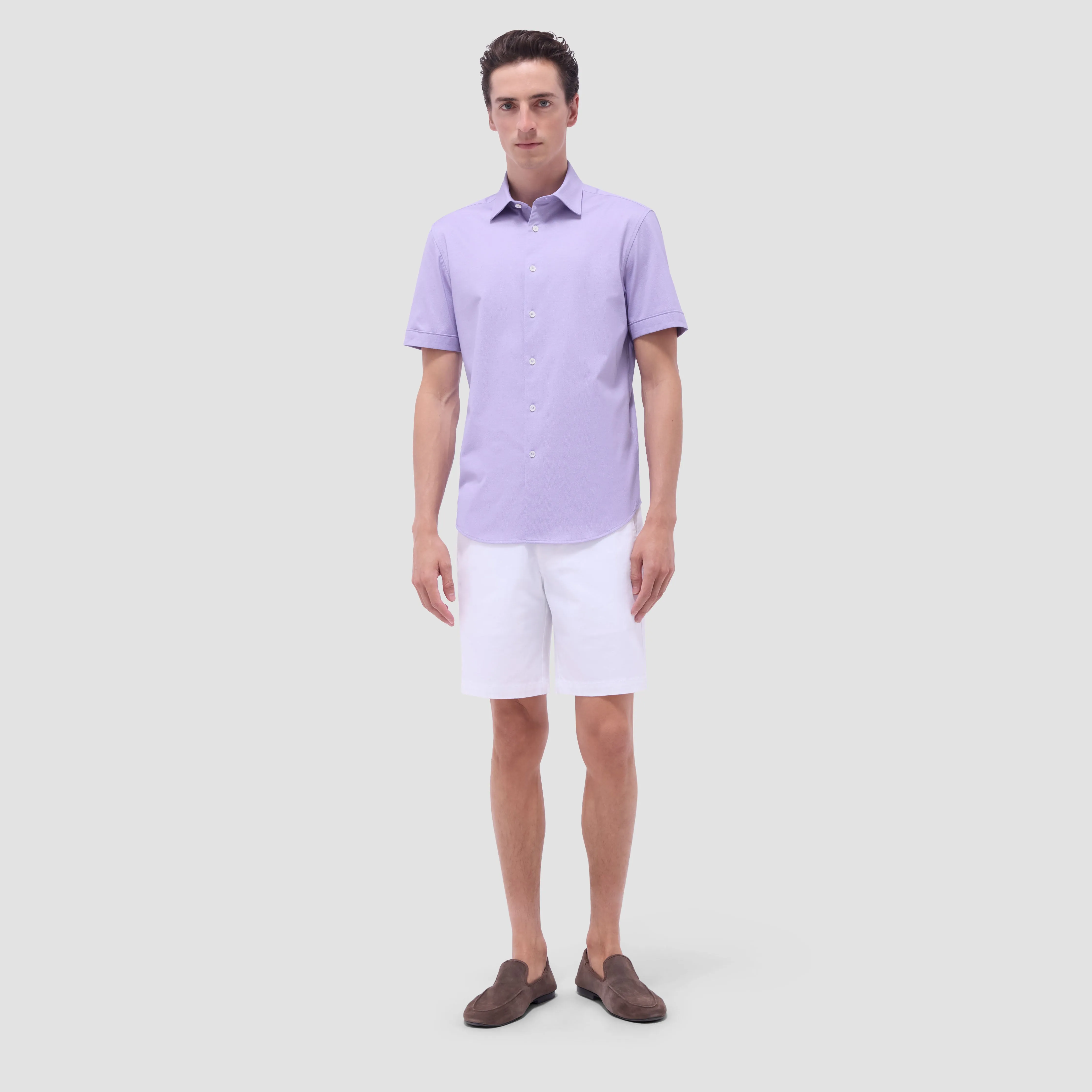 Myron Double-Sided Herringbone & Solid OoohCotton Short-Sleeve Shirt