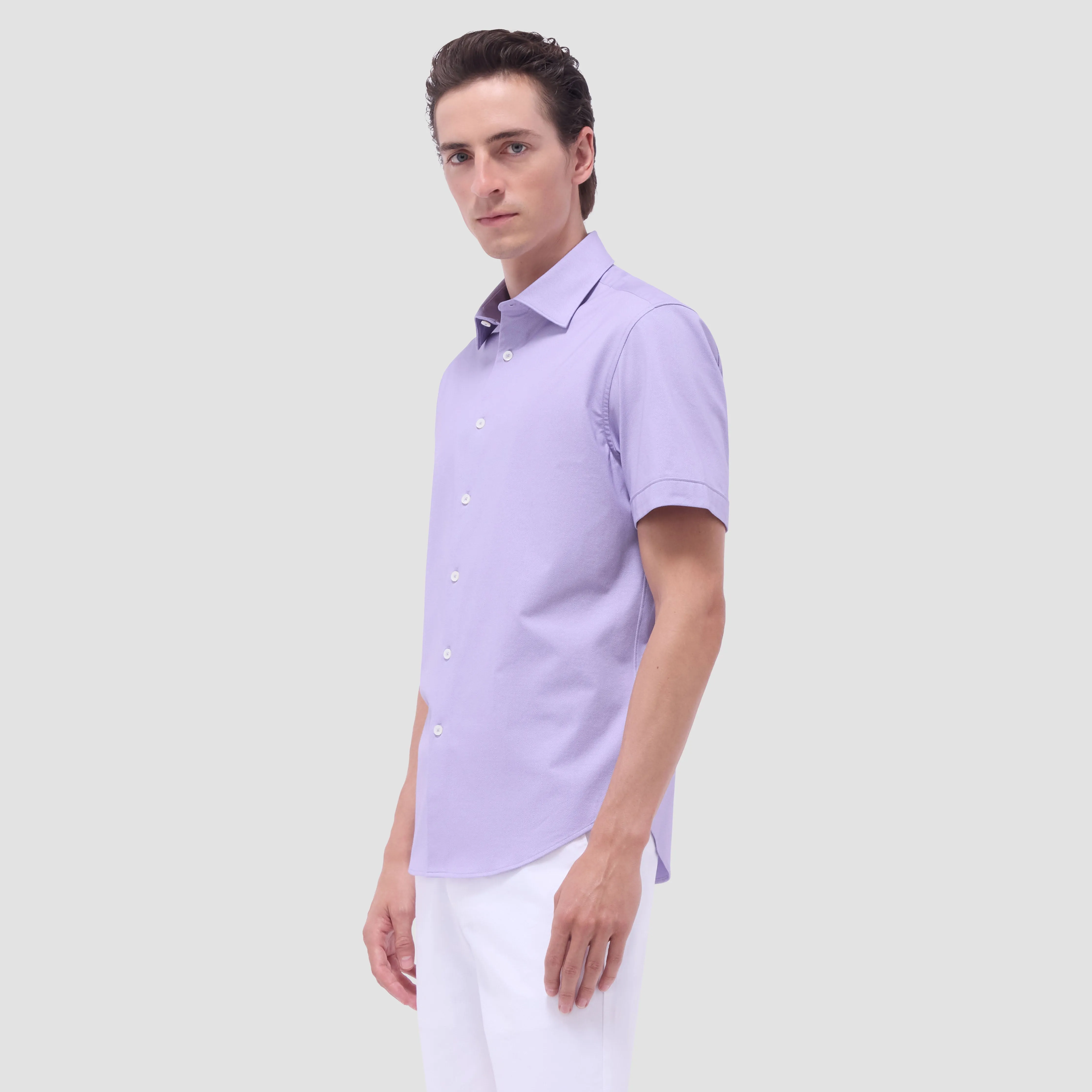Myron Double-Sided Herringbone & Solid OoohCotton Short-Sleeve Shirt