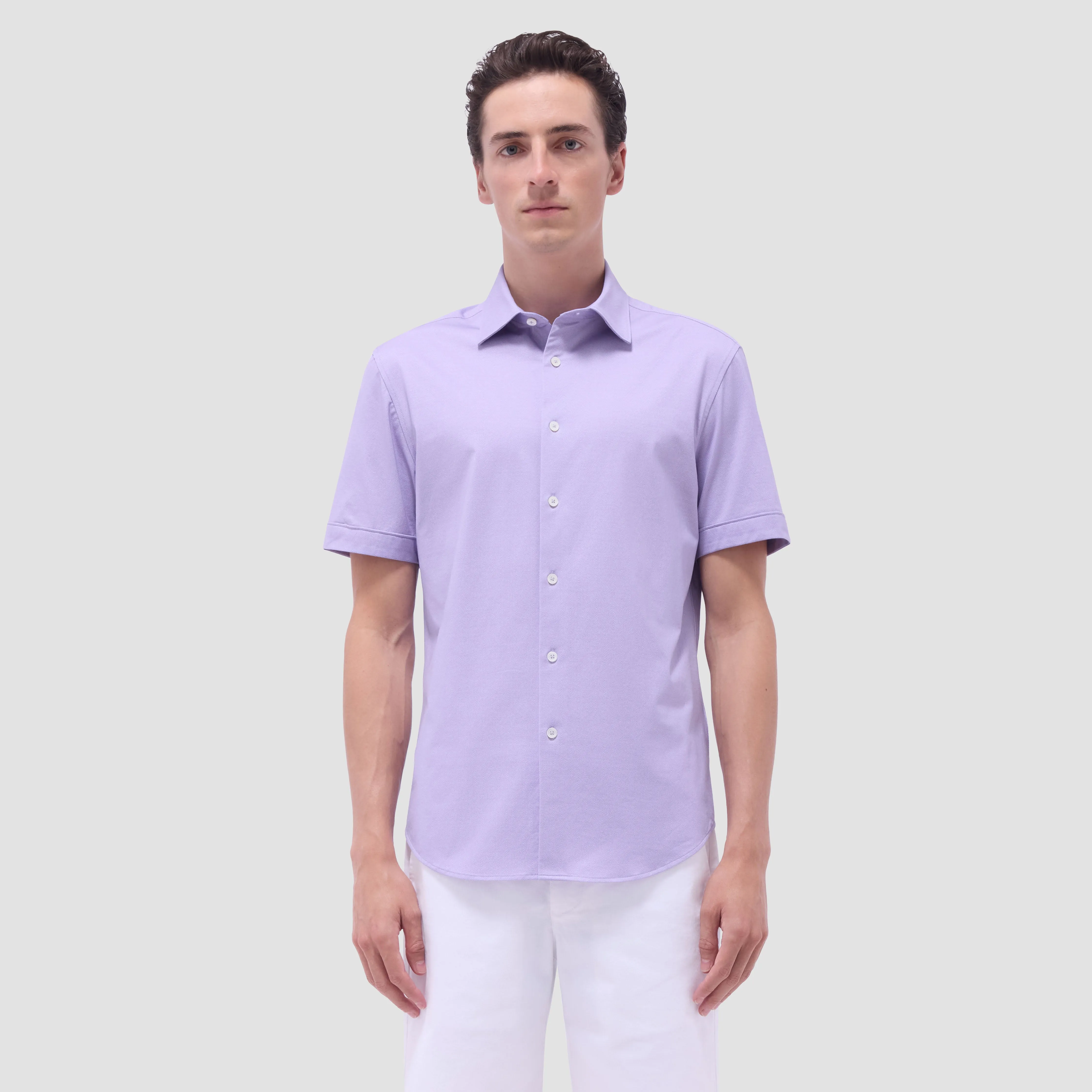 Myron Double-Sided Herringbone & Solid OoohCotton Short-Sleeve Shirt