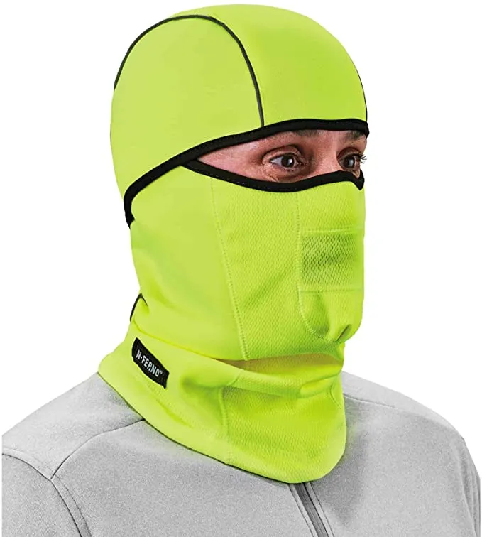 New in bag! Ergodyne N-Ferno 6823 Balaclava Ski Mask, Wind-Resistant Mask, Hinged Design to Wear as Neck Gaiter, High Visibility Bright Yellow!