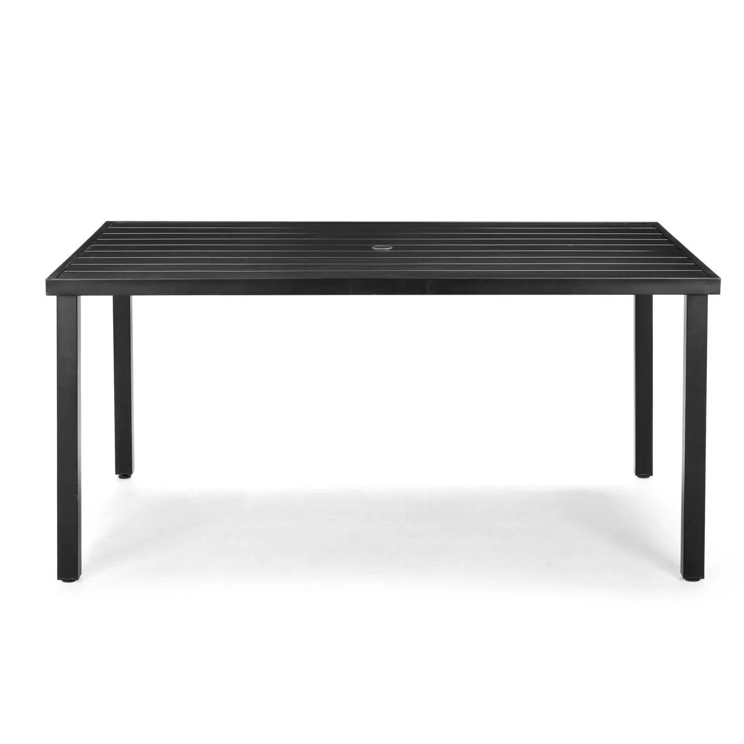New in box! Mainstays Outdoor Metal Dining Table, 61.8" x 38.2" x 28.4", can accommodate up to 6 chairs, CHAIRS NOT INCLUDED