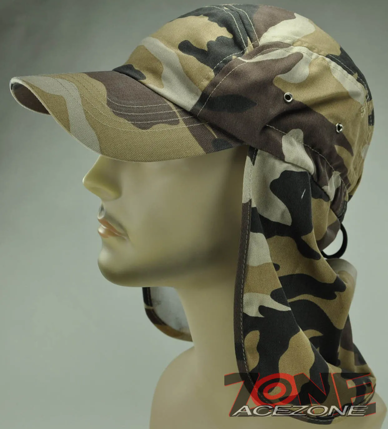 NEW UV SHIELD OUTDOOR SUN PROTECTION EARFLAP SPORT CAP HAT D1 CAMO