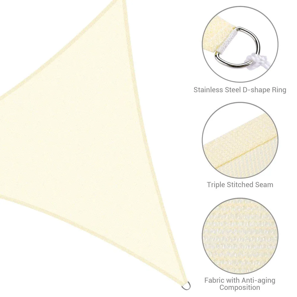 New Wayfair Yescom 11Ft 97% UV Block Triangle Sun Shade Sail Outdoor Cover Net Awning Canopy, Ivory