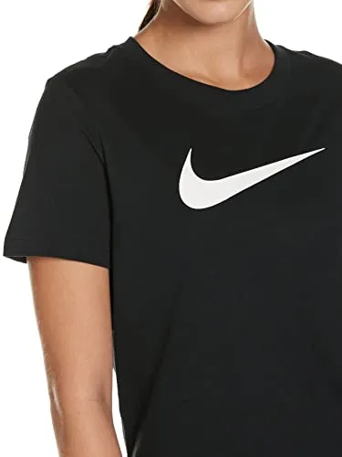 Nike Women's Dry Tee Drifit Crew, Black/Black/Heather/(White), Small