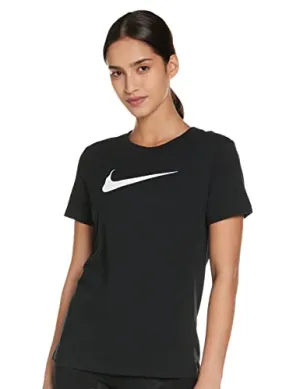 Nike Women's Dry Tee Drifit Crew, Black/Black/Heather/(White), Small