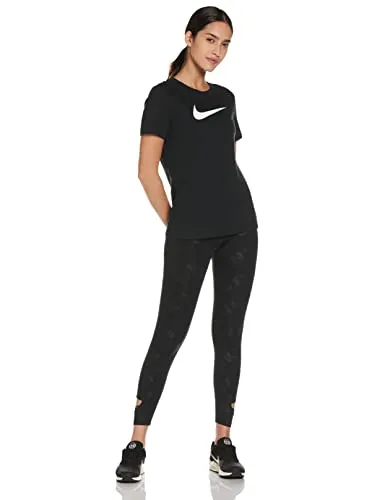 Nike Women's Dry Tee Drifit Crew, Black/Black/Heather/(White), Small