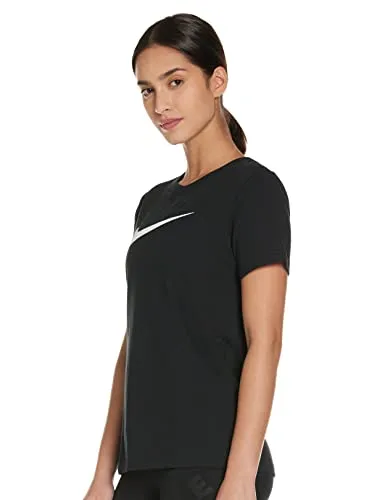 Nike Women's Dry Tee Drifit Crew, Black/Black/Heather/(White), Small