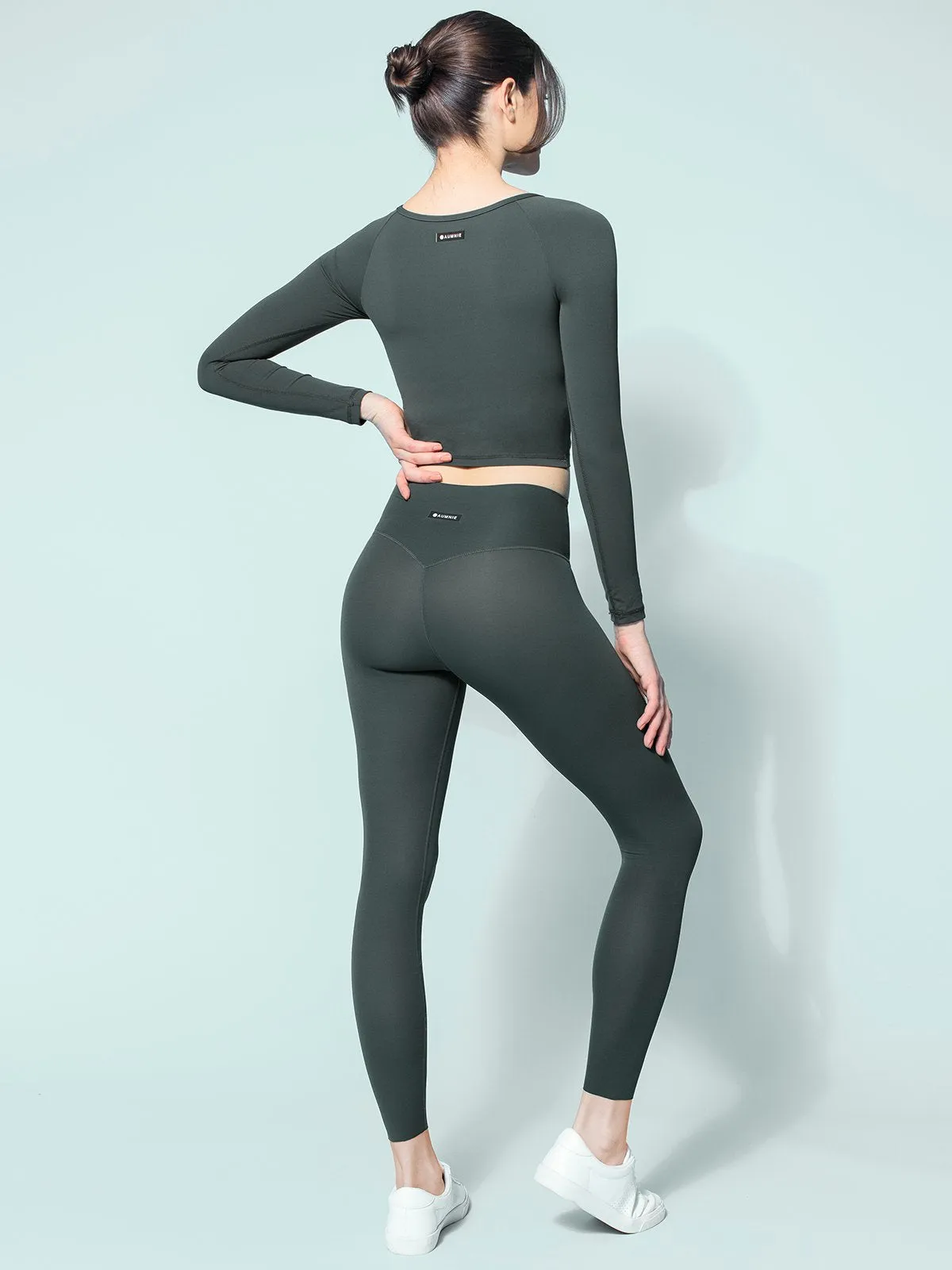 NUDE FRONT WRAP LONG SLEEVE TEE, DEEP FOREST