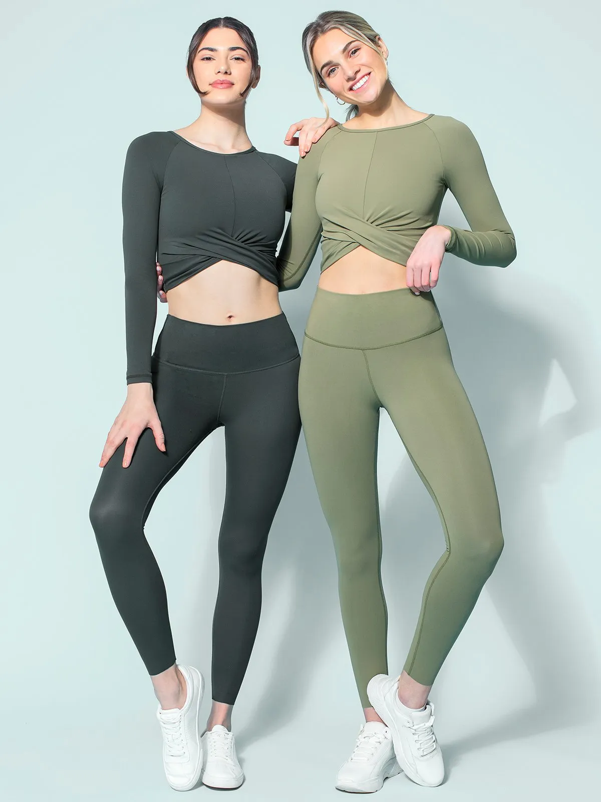 NUDE FRONT WRAP LONG SLEEVE TEE, DEEP FOREST