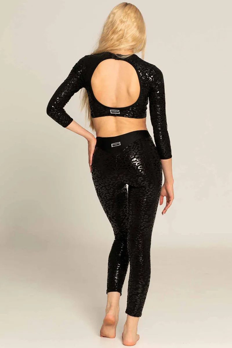 Paradise Chick Superhero Ultra Grip Leggings - Black Leopard