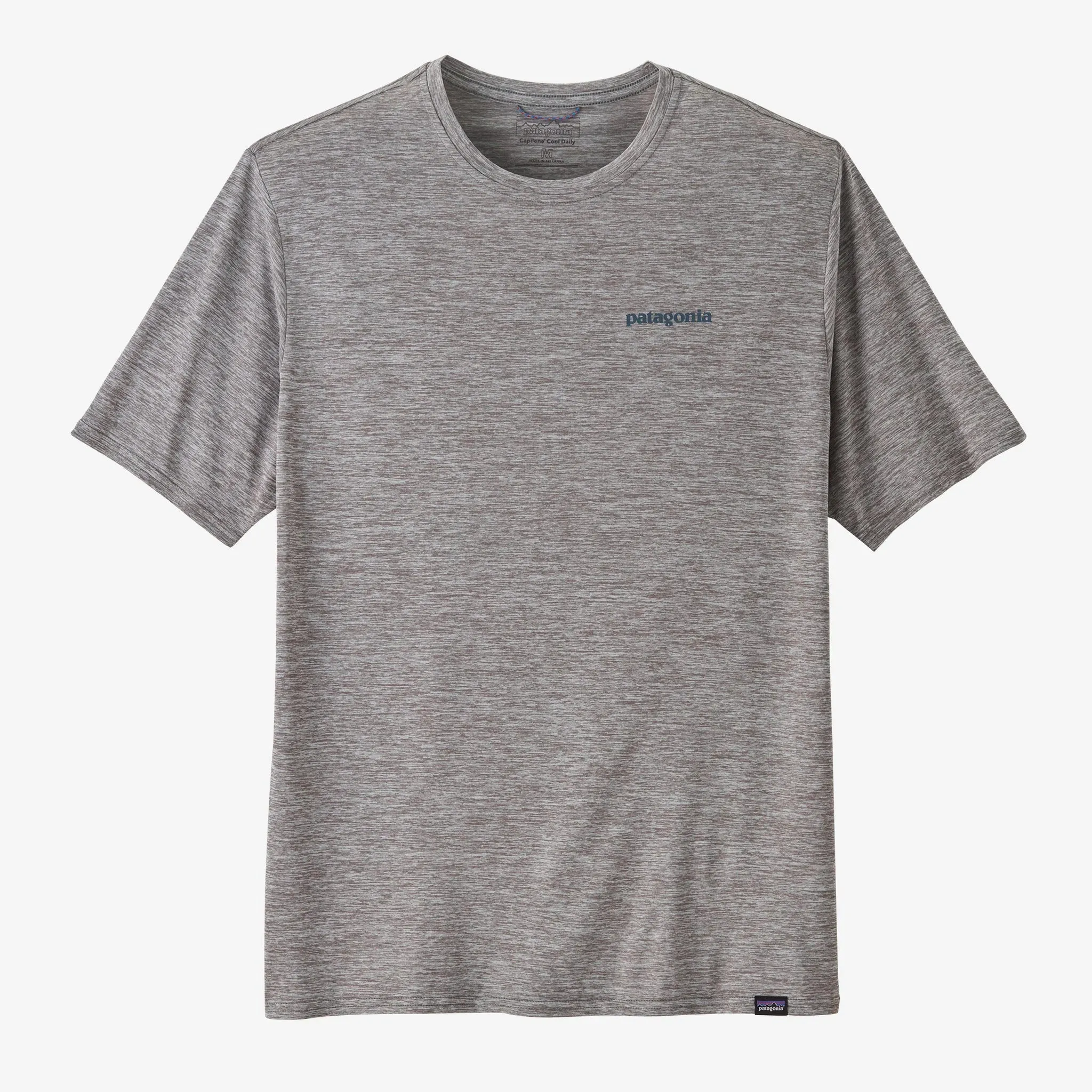 Patagonia Mens Capilene Cool Daily Graphic SS Tee - Waters - Boardshort Logo Abalone Blue:Feather Grey