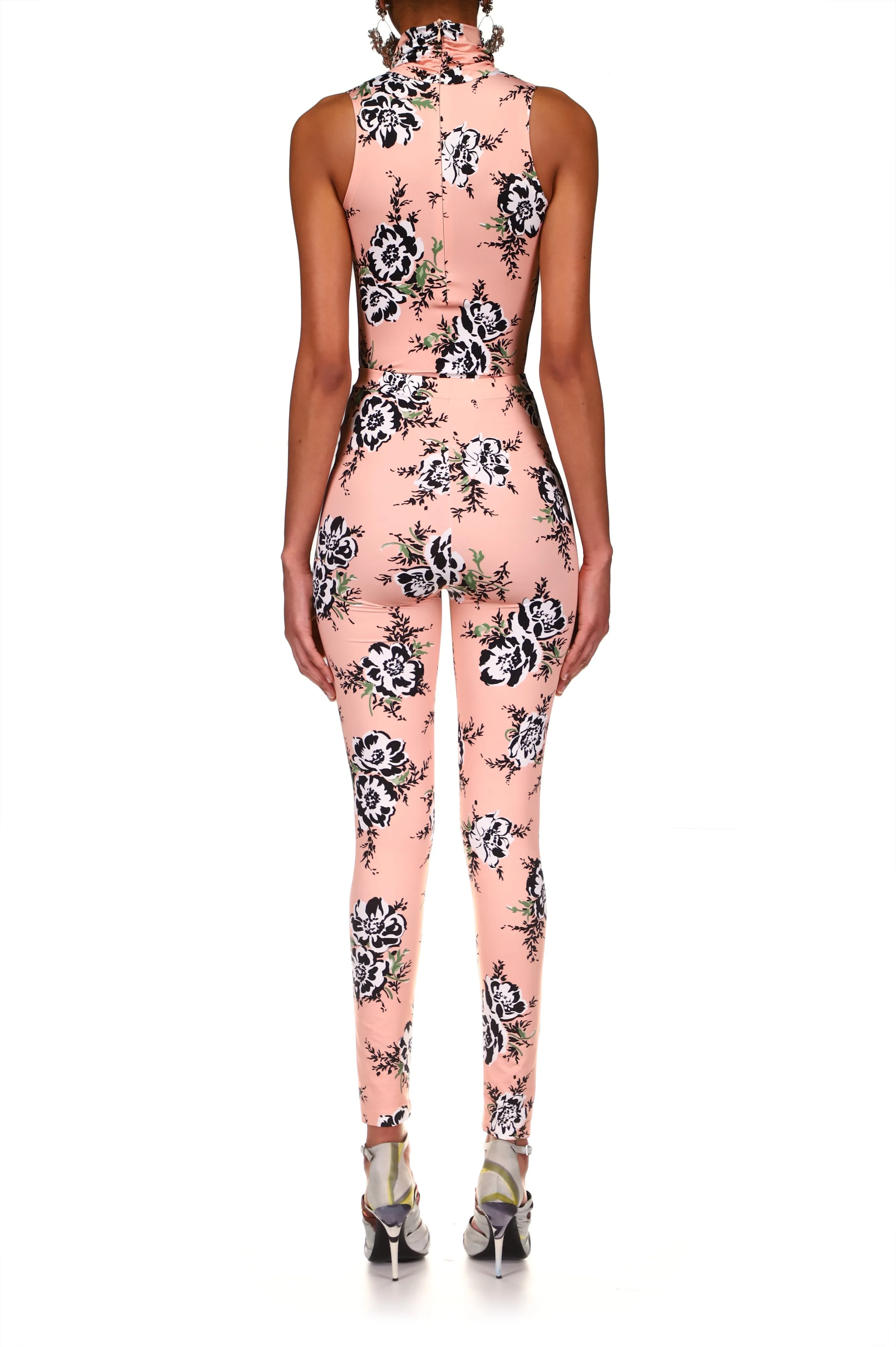 Peach Floral Stretch Legging