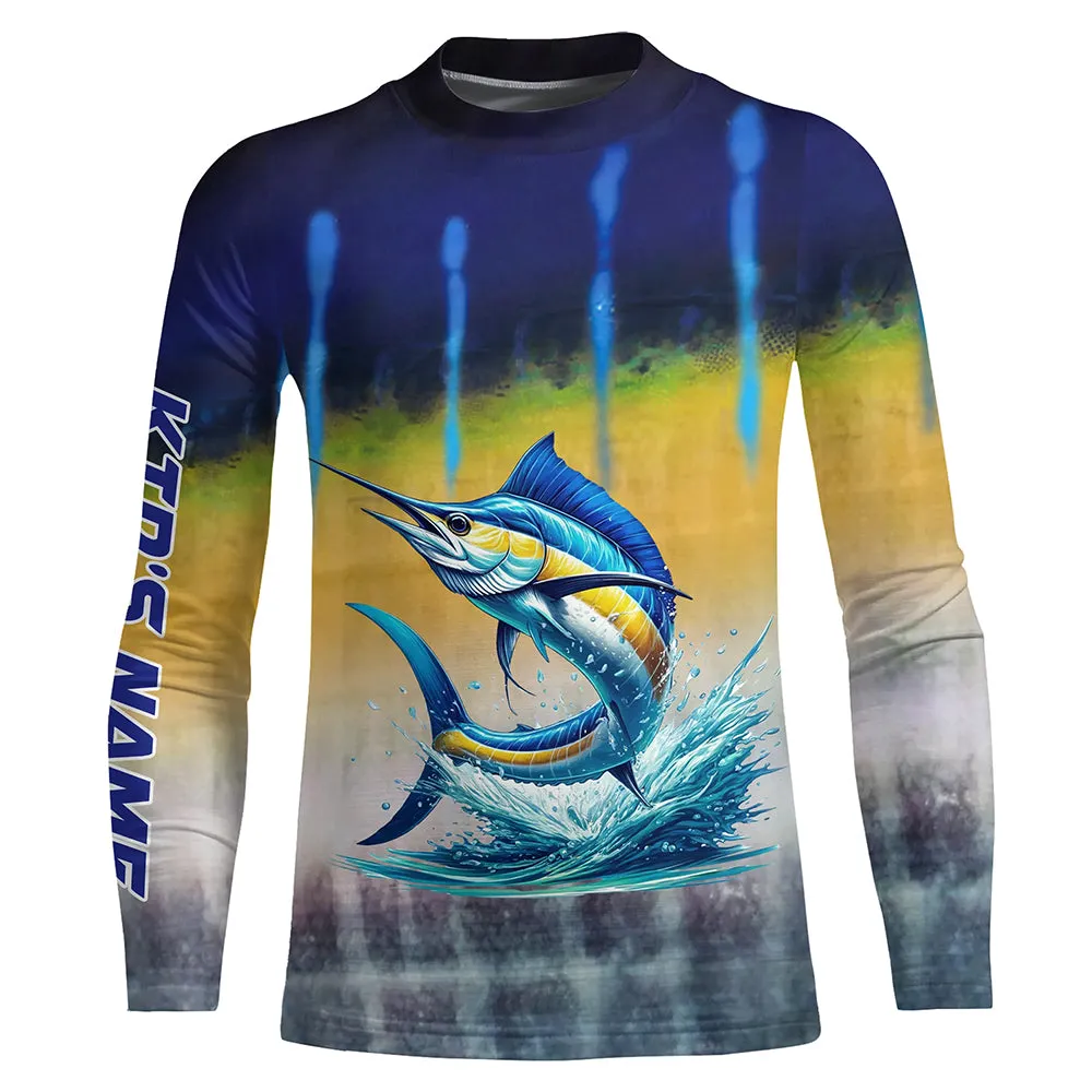 Personalized Marlin Fishing jerseys, Marlin scales UV protection Kid long sleeve fishing shirt NQS5254