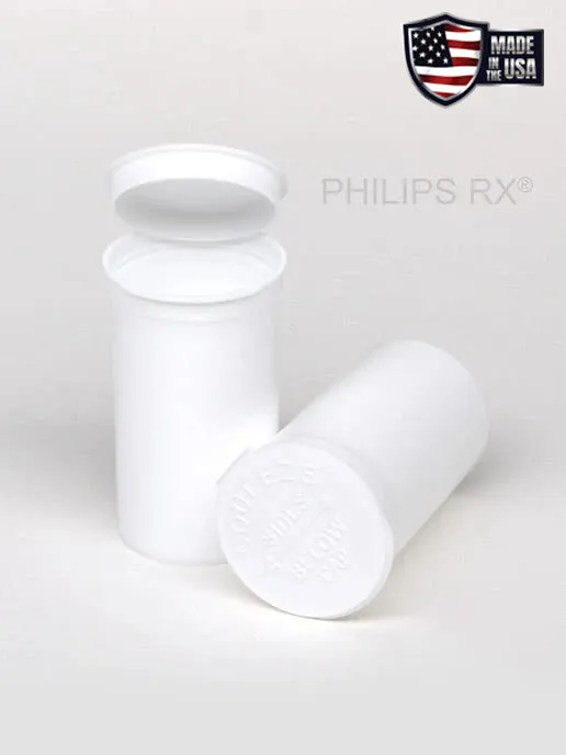 Philips RX 13 Dram Pop Top Vial - Child Resistant - Opaque White - (315 Count Per Box)