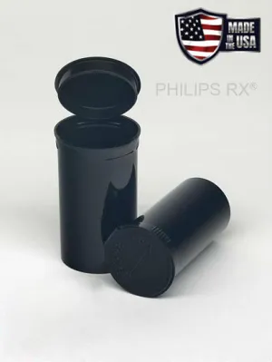 Philips RX 19 Dram Pop Top Vial - 1/8 Oz - Child Resistant - Opaque Black (225 Count)