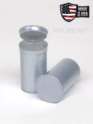 Philips RX 19 Dram Pop Top Vial - 1/8 Oz - Child Resistant - Opaque Silver - (225 Count)