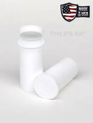 Philips RX 19 Dram Pop Top Vial - 1/8 Oz - Child Resistant - Opaque White - (225 Count)