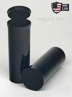 Philips RX 60 Dram Pop Top Vial - 1/2 Oz - Child Resistant - Black - Opaque (75 Count)