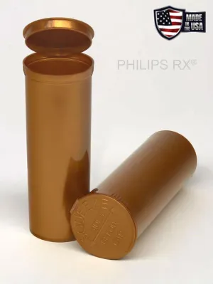 Philips RX 60 Dram Pop Top Vial - 1/2 Oz - Child Resistant - Gold - Opaque (75 Count)