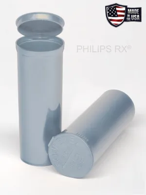 Philips RX 60 Dram Pop Top Vial - 1/2 Oz - Child Resistant - Silver - Opaque (75 Count)