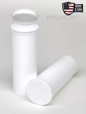 Philips RX 60 Dram Pop Top Vial - 1/2 Oz - Child Resistant - White - Opaque (75 Count)