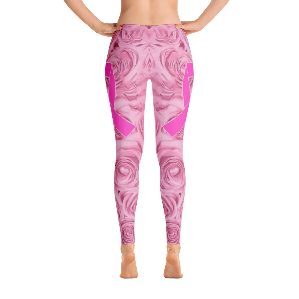 Pink Roses & Pink Ribbons Leggings