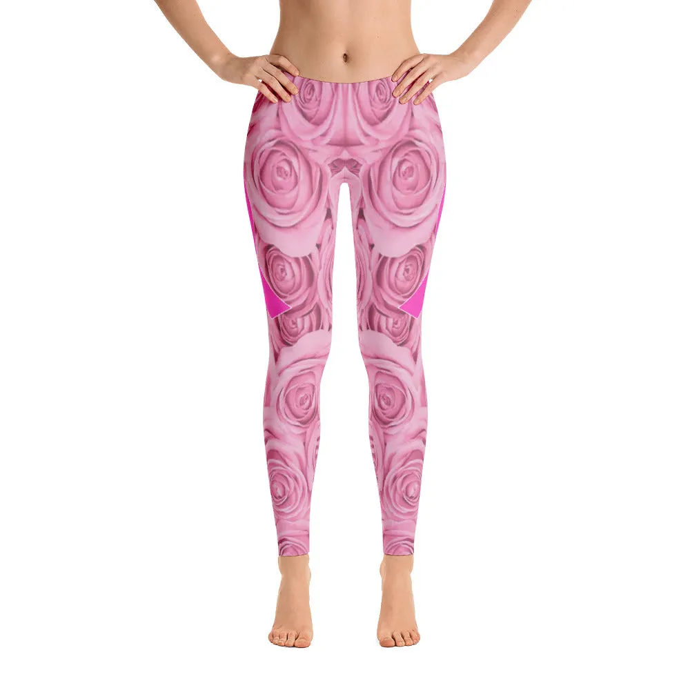 Pink Roses & Pink Ribbons Leggings