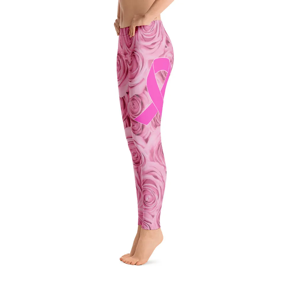 Pink Roses & Pink Ribbons Leggings