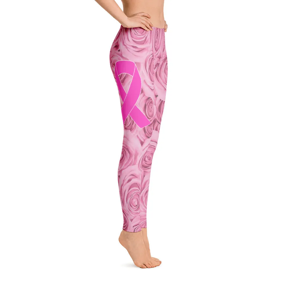 Pink Roses & Pink Ribbons Leggings