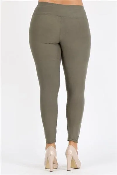 Plus Size Ripped High Waist Legging Pants Olive - Pack of 6
