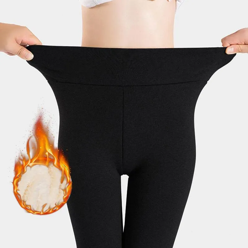Plus Size Winter Warm Leggings Women Solid Black Leggings Women High Waist Casual Leggings Women