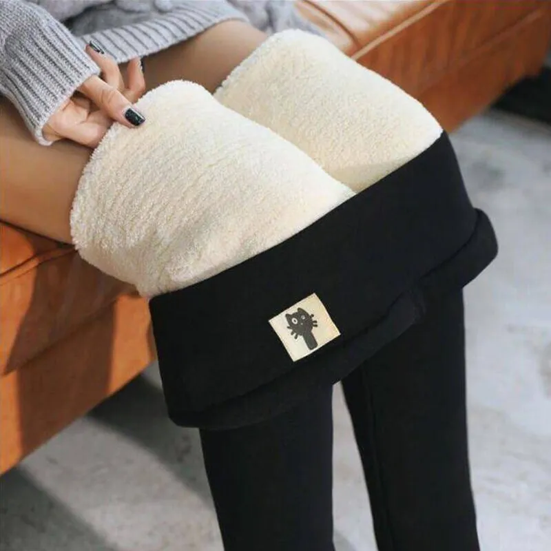 Plus Size Winter Warm Leggings Women Solid Black Leggings Women High Waist Casual Leggings Women