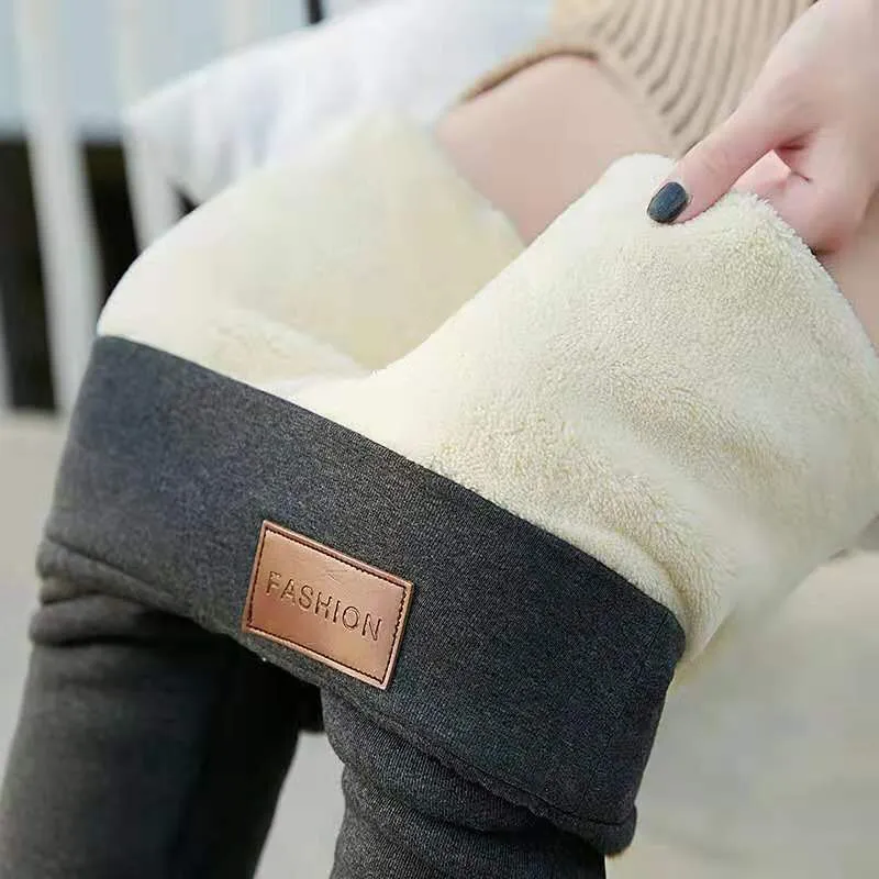 Plus Size Winter Warm Leggings Women Solid Black Leggings Women High Waist Casual Leggings Women