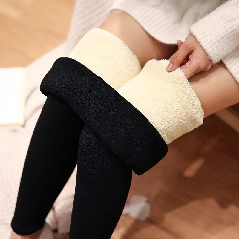 Plus Size Winter Warm Leggings Women Solid Black Leggings Women High Waist Casual Leggings Women