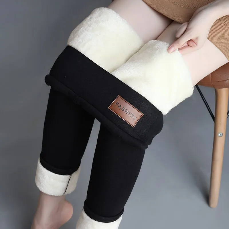 Plus Size Winter Warm Leggings Women Solid Black Leggings Women High Waist Casual Leggings Women