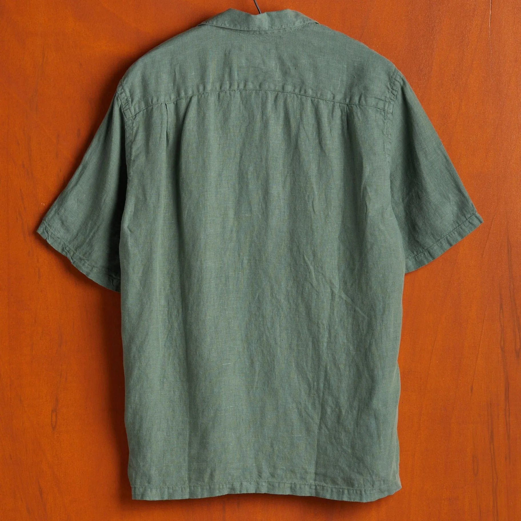 Portuguese Flannel Linen Camp Collar Dry Green