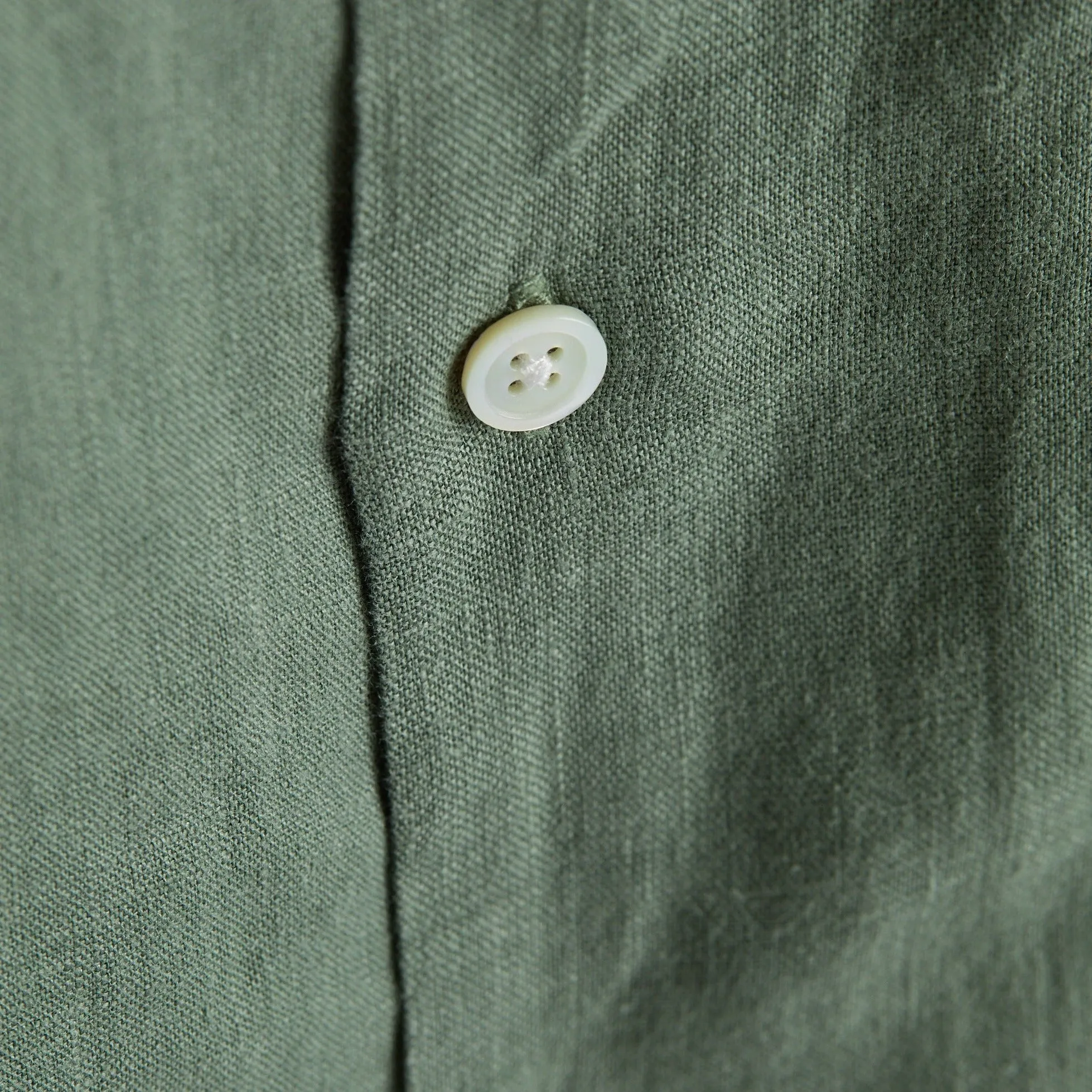 Portuguese Flannel Linen Camp Collar Dry Green
