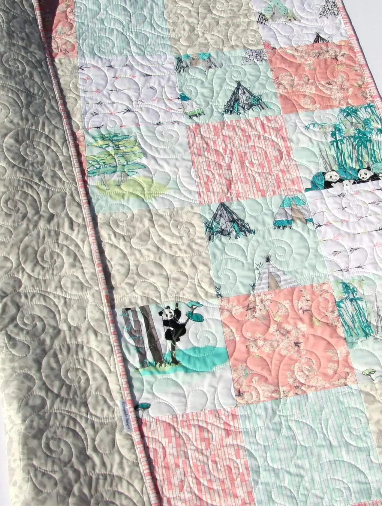 Quilt Kit Girl Panda Teepee Bamboo Arrows Crib Toddler Bedding Project