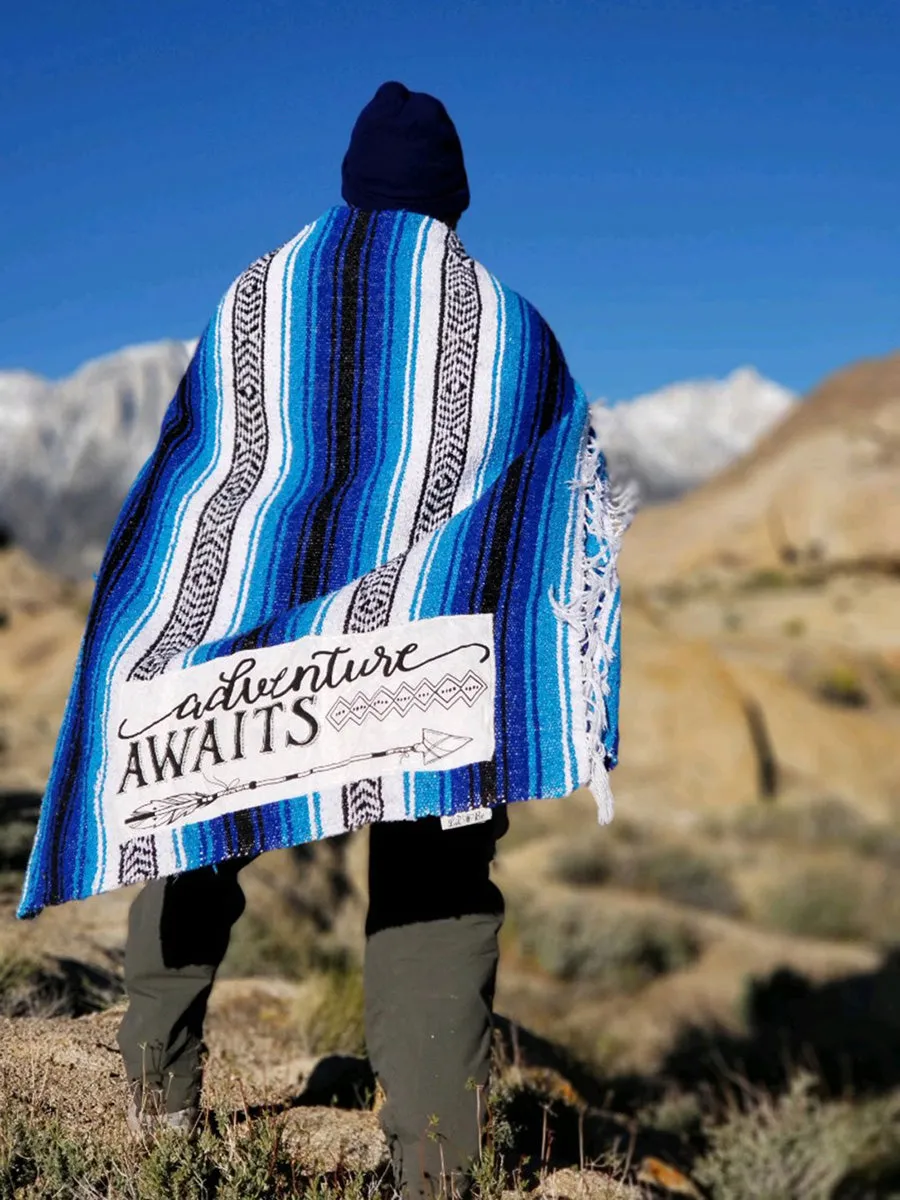 "Adventure" - Blue Throw - Falza Mexican Blanket - Wholesale