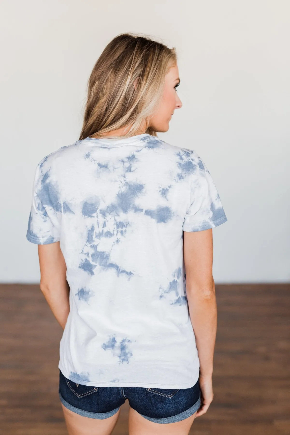 "Happy Camper" Tie Dye Graphic Tee- Navy & Ivory