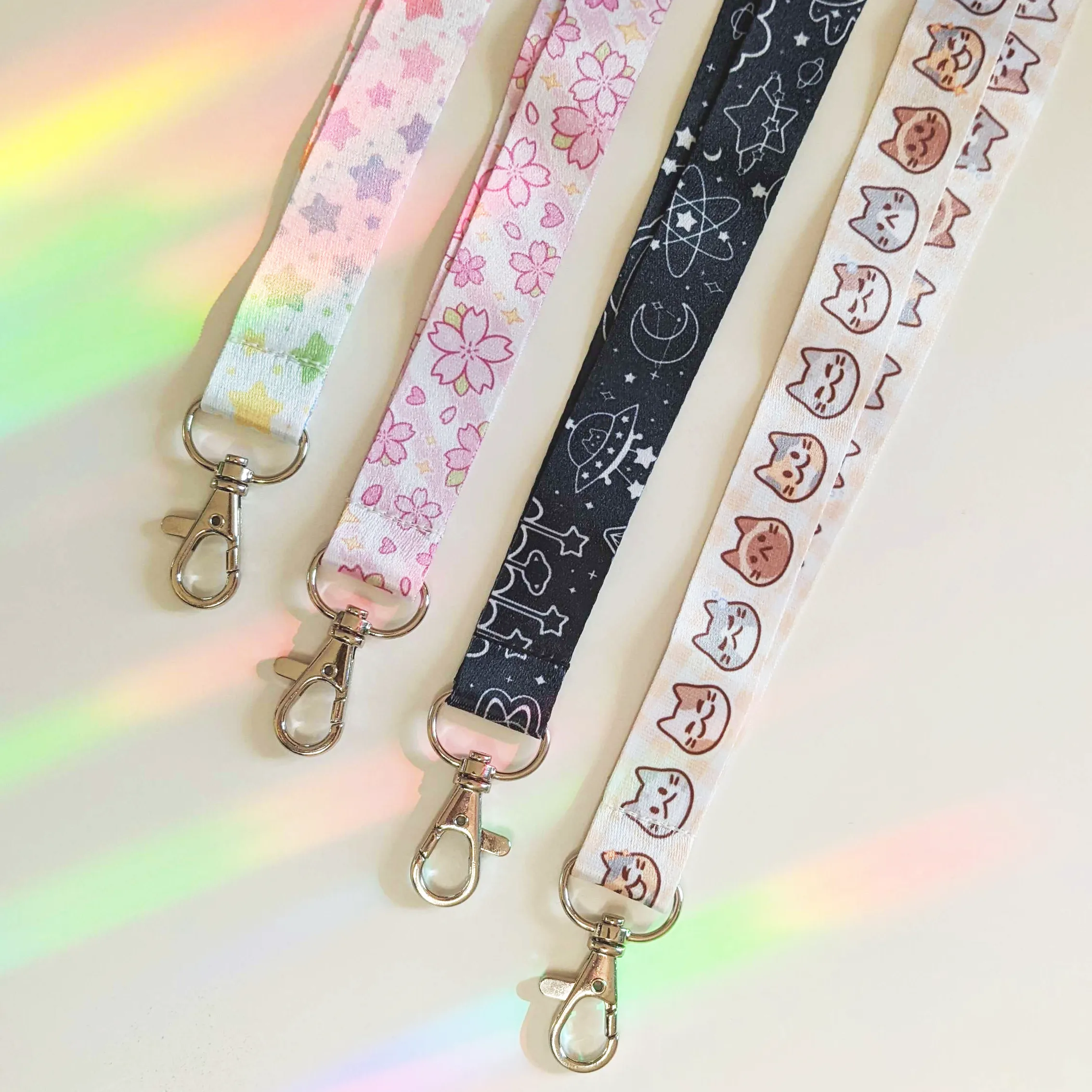 Rainbow Stars - colourful starry lanyard with lobster clasp