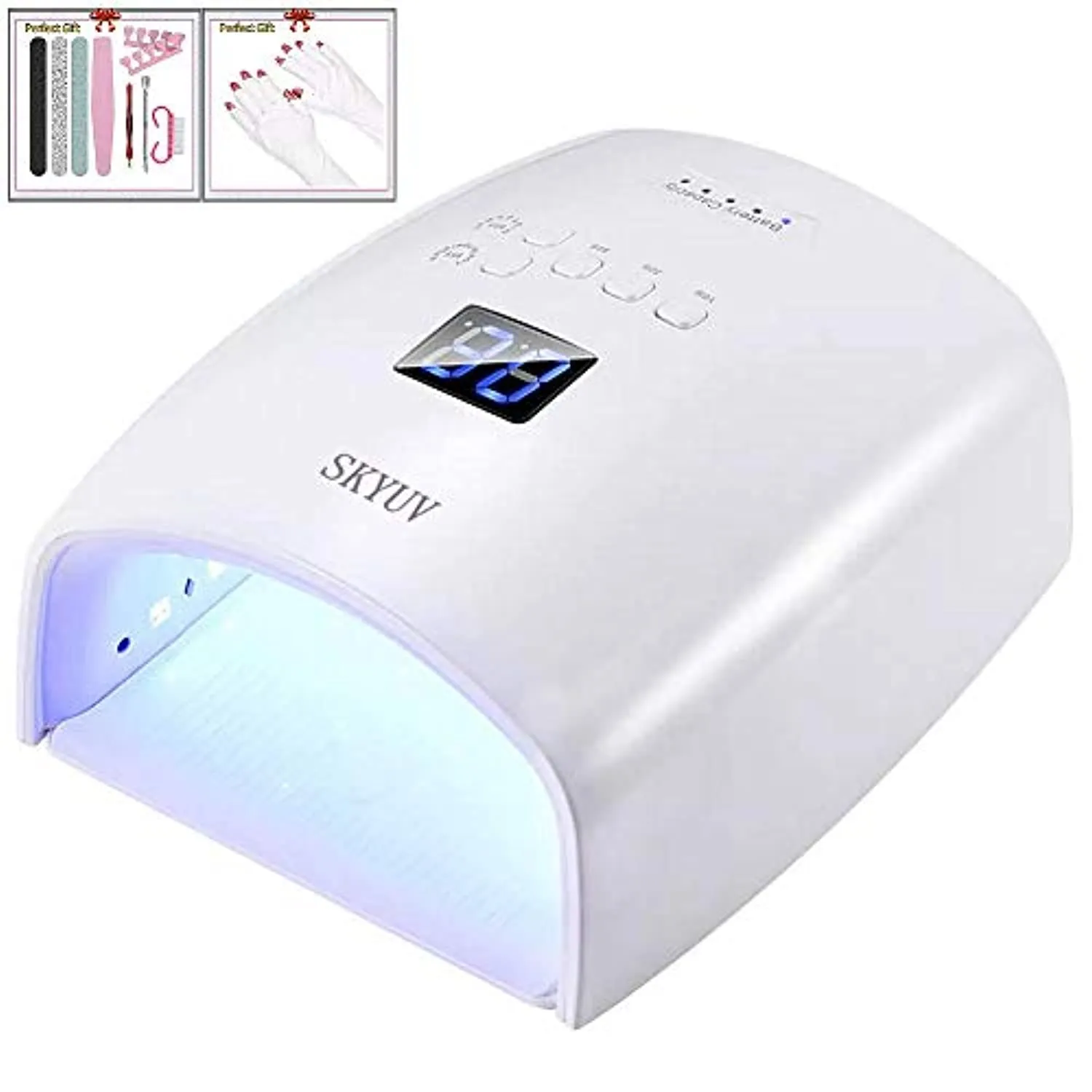 Rechargeable Faster Drying UV LED Nail Lamp, LED Gel Nail Dryer Gel Polish Light Nail Polish Curing Gel LED Dryer Automatic Sensor Professional Nail Light Suitable for Fingernails and Toenails