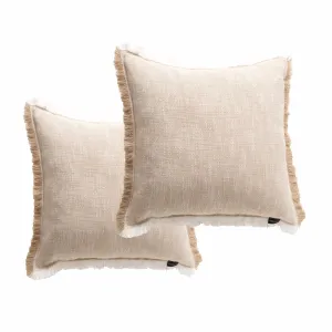 Renee Taylor Franco Stone Washed Yarn-Dyed Cushion Twin Pack 50 x 50 Cms Polyester Filled Natural